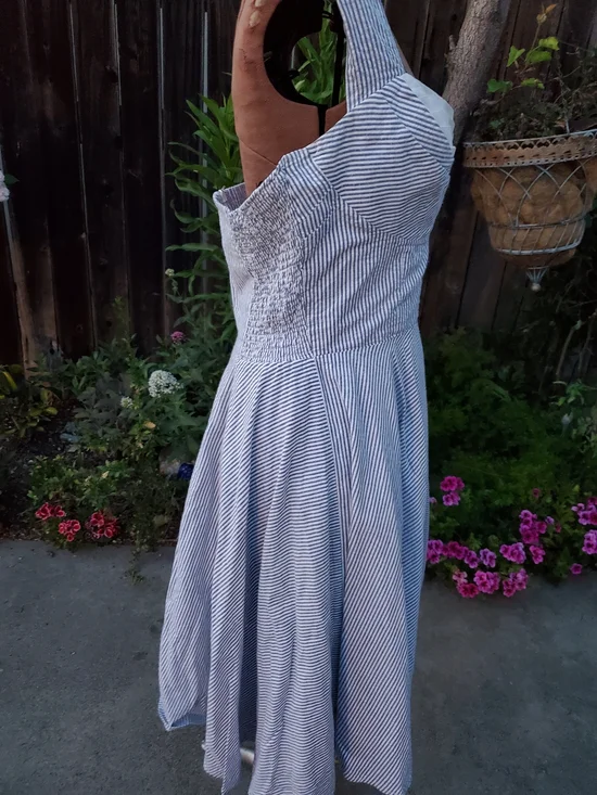 Trashy Diva Blue and White Striped Halter Fit-and-Flare Midi Dress - Picture 3 of 8